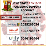 Oyo State Needs your Support towards the Covid-19 Pandemic